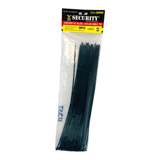 [12353] TIRRAJE NYLON NEGRO Y BLANCO 3.6-300MM SECURITY