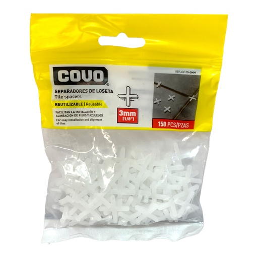 [12354] SEPARADORES DE CERAMICAS 3MM 150 PZAS COVO