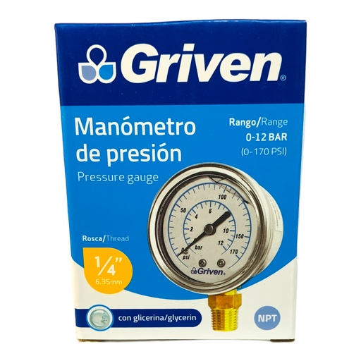 [12373] MANOMETRO DE PRESION 1/4" GRIVEN