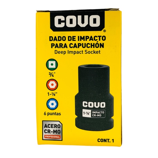 [12284] DADO DE IMPACTO 1-1/8" X 3/4” COVO