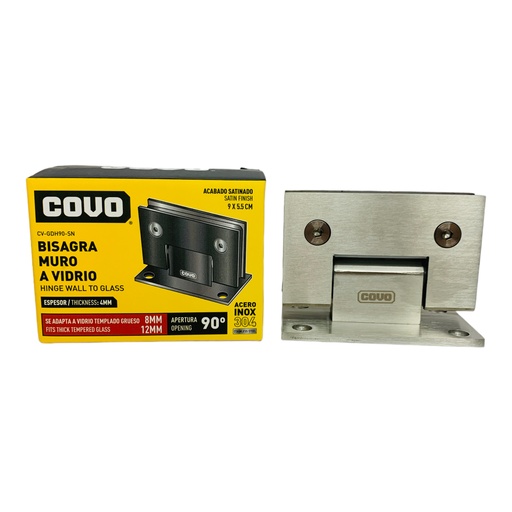 [12253] BISAGRA DE MURO A VIDRIO 9X5.5CM SATINADO COVO