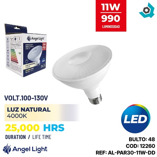[12260] BOMBILLO LED 11W REGULABLE 4000K ANGEL LIGHT