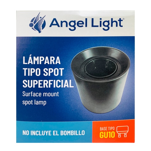 [12273] LAMPARA SPOT REDONDA SUPERFICIAL GU10 10.5CM NEGRO ANGEL LIGHT