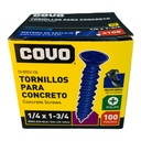 TORNILLOS PARA CONCRETO 1/4” X 1-3/4” 100 PZAS COVO