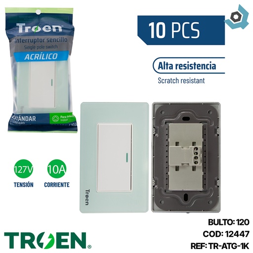 [12447] APAGADOR INDIVIDUAL DE ACRILICO VERDE AGUA TROEN