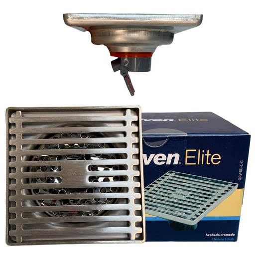[12451] DESAGUE DE PISO ANTI OLOR 4X4" SATINADO GRIVEN ELITE