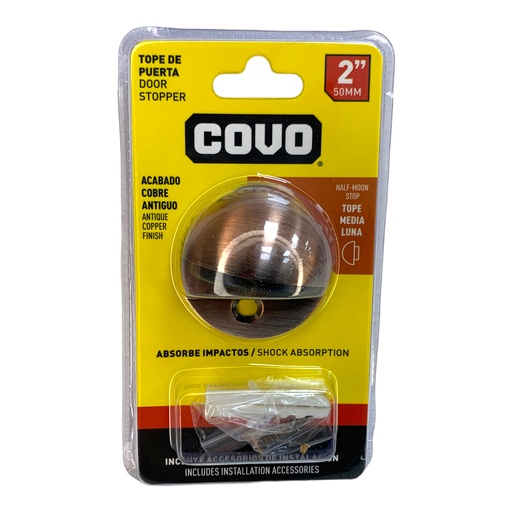 [12458] TOPE MEDIA LUNA PARA PUERTAS 2" COBRE ANTIGUO COVO