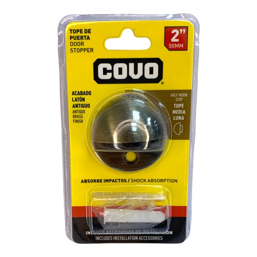 [12459] TOPE MEDIA LUNA PARA PUERTAS 2" LATON ANTIGUO COVO