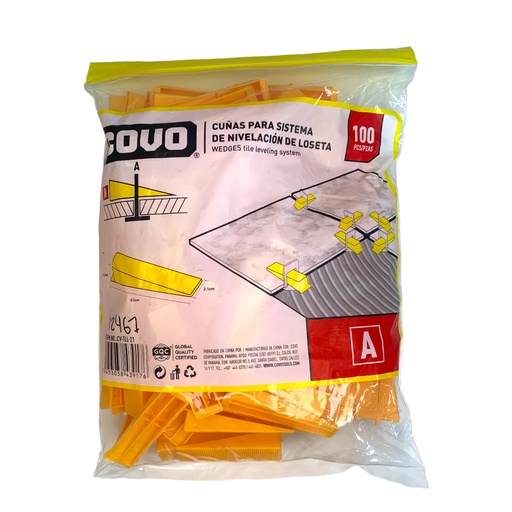 [12467] CUNAS PARA NIVELACION DE CERAMICAS 100 PZAS COVO
