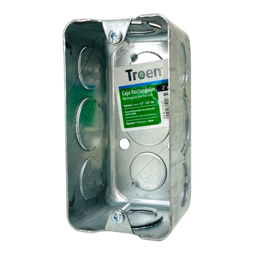 [12490] CAJETIN RECTANGULAR 2X4 ACERO GALVANIZADO TROEN