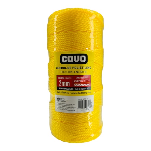[12494] MECATILLO 2MM 200 METROS AMARILLO COVO