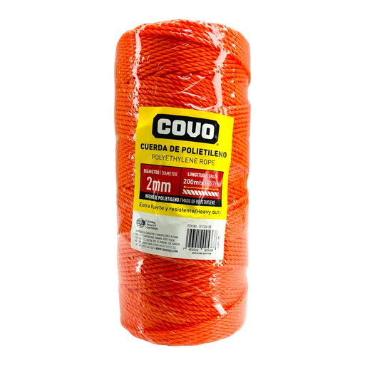 [12496] MECATILLO 2MM 200 METROS NARANJA COVO
