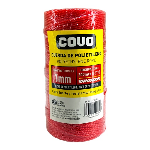 [12506] MECATILLO 1MM 200 METROS ROJO COVO