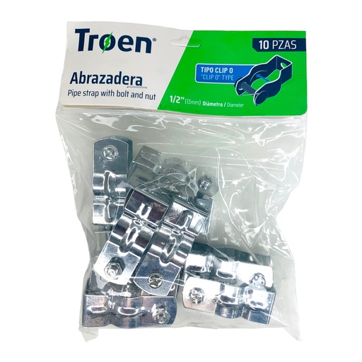 [12510] ABRAZADERA CLIP DE 1/2" 10 PZAS TROEN