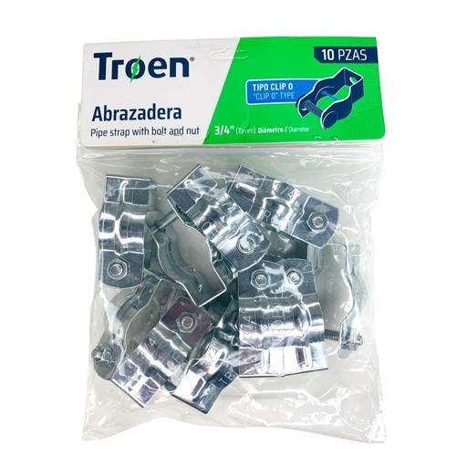 [12511] ABRAZADERA CLIP DE 3/4" 10 PZAS TROEN
