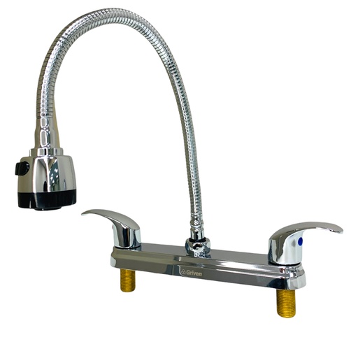 [12566] GRIFERIA PARA FREGADERO CUELLO FLEXIBLE CROMADO GRIVEN