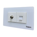 TOMA PARA CABLE COAXIAL Y RED RJ45 ACRILICO BLANCO TROEN