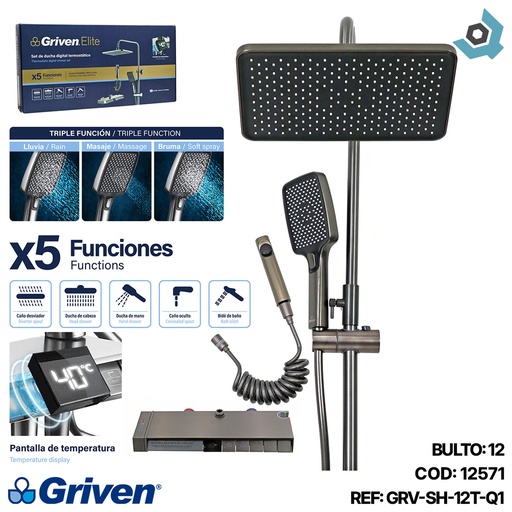 [12571] SET DE DUCHA DIGITAL TERMOSTATICO GRIVEN ELITE