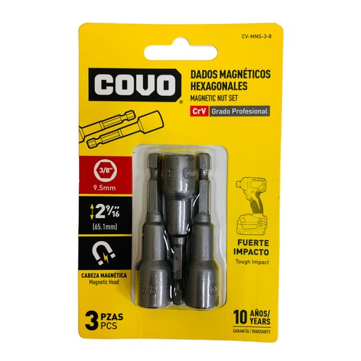 [12632] DADOS MAGNETICOS 3/8" 3 PZAS COVO