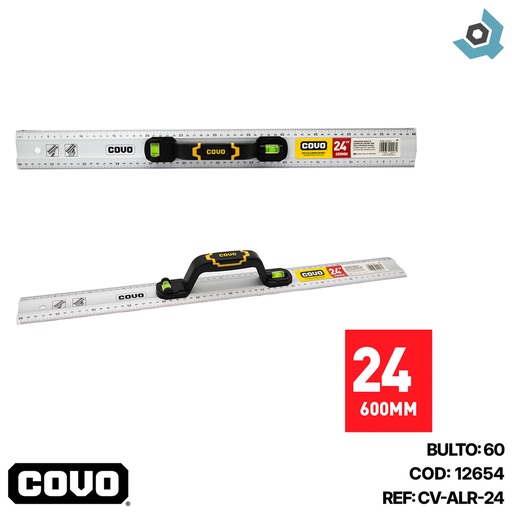 [12654] REGLA DE ALUMINIO 24" CON NIVEL COVO
