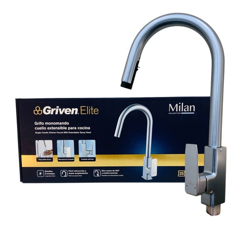 [12666] GRIFERIA PARA FREGADERERO SATINADO GRIVEN ELITE EDICION MILAN COLLECTION