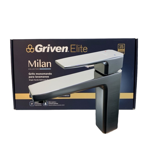 [12695] GRIFERIA MONOMANDO PARA LAVAMANOS SATINADO GRIVEN ELITE EDICION MILAN COLLECTION