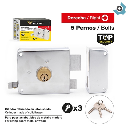 [12792] CERRADURA DE SOBREPONER DERECHA SECURITY