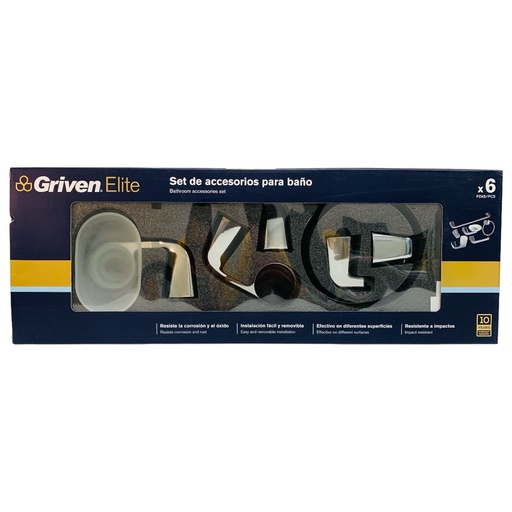 [12783] SET DE ACCESORIOS PARA BANO GRIVEN ELITE