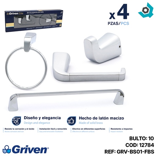 [12784] SET DE ACCESORIO PARA BANO GRIVEN ELITE