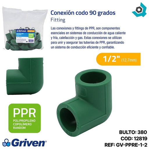 [12819] CODO 90GR PPR 1/2" CXC GRIVEN