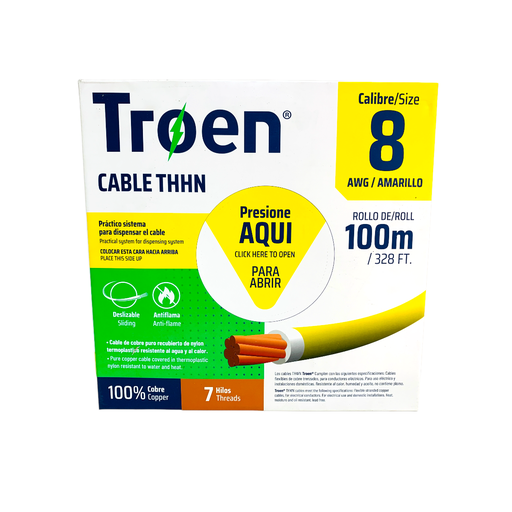 [12883] CABLE ELECTRICO 8 AWG AMARILLO 7 HILOS TROEN