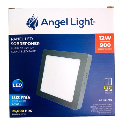 [12915] LAMPARA LED SUPERFICIAL CUADRADA 12W 4000K NEGRA ANGEL LIGHT