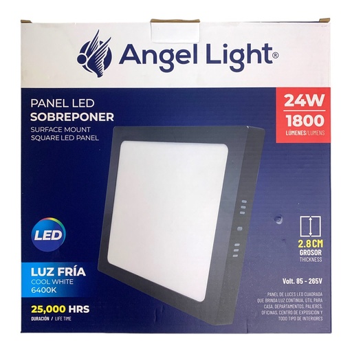 [12918] LAMPARA LED SUPERFICIAL CUADRADA 24W 4000K NEGRA ANGEL LIGHT