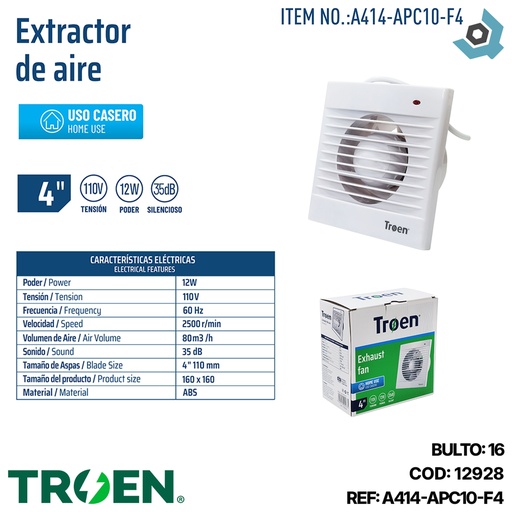[12928] EXTRACTOR DE AIRE 4" TROEN