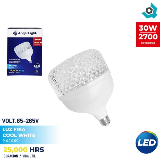 [12951] BOMBILLO LED DIAMANTADO 30W 6400K ANGEL LIGHT