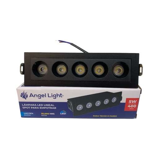[12954] LAMPARA SPOT LED LINEAL 5W 6400K NEGRA PARA EMPOTRAR ANGEL LIGHT