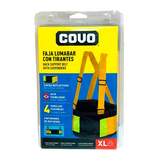 [12970] FAJA LUMBAR CON TIRANTES TALLA XL COVO