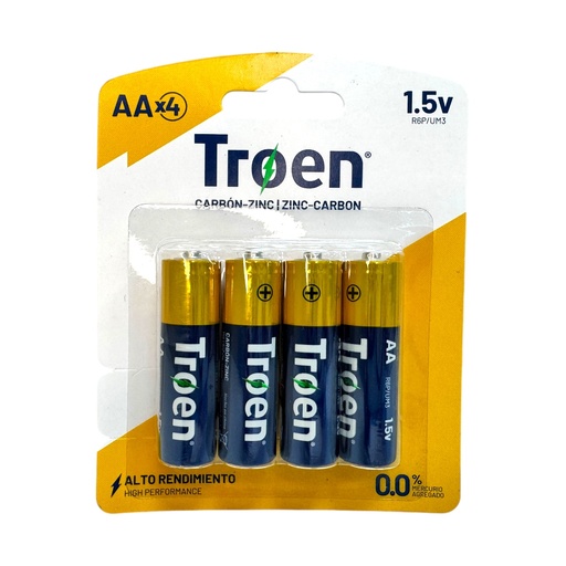 [13043] BATERIAS AA CARBON-ZINC 4PZAS TROEN