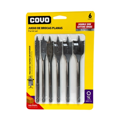 [13073] SET DE MECHAS PLANAS PARA MADERA 6PZAS COVO