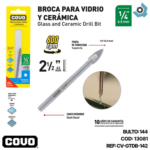 [13081] MECHA PARA VIDRIO 1/4" COVO