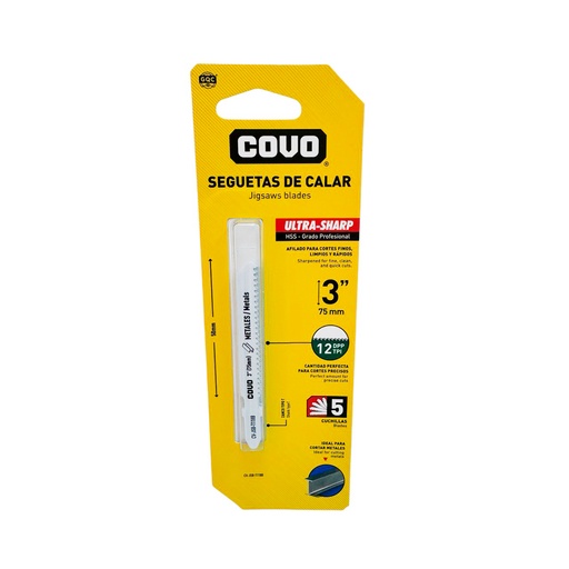 [13141] SEGUETA DE CALAR 3" PARA METAL 5 PZAS COVO