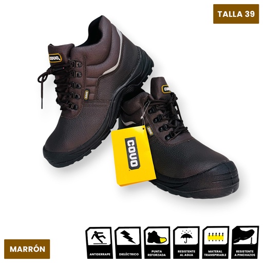 [13156] BOTAS DE SEGURIDAD INDUSTRIAL TALLA 39 COVO