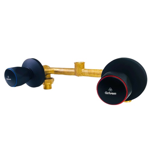 [13167] LLAVE DOBLE PARA DUCHA NEGRO MATE GRIVEN