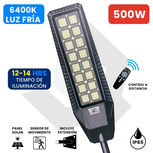 [13182] LAMPARA LED 500W CON PANEL SOLAR 6400K ANGEL LIGHT