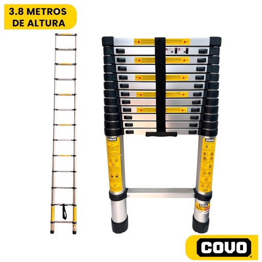 [13193] ESCALERA TELESCOPICA DE ALTURA AJUSTABLE 3.8M COVO