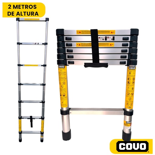 [13194] ESCALERA TELESCOPICA DE ALTURA AJUSTABLE 2M COVO