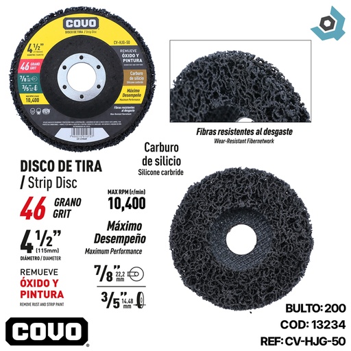 [13234] DISCO PARA PULIR 4 1/2" GRANO 46 COVO