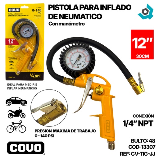 [13307] PISTOLA PARA INFLADO DE NEUMATICO 12" COVO