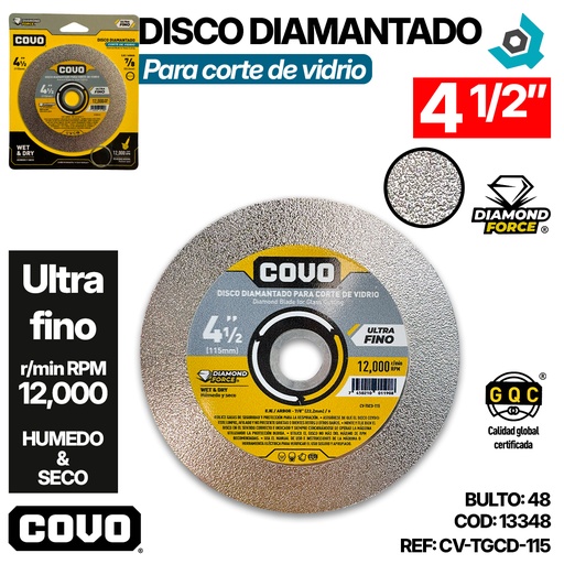 [13348] DISCO PARA CORTAR VIDRIO 4 1/2" COVO