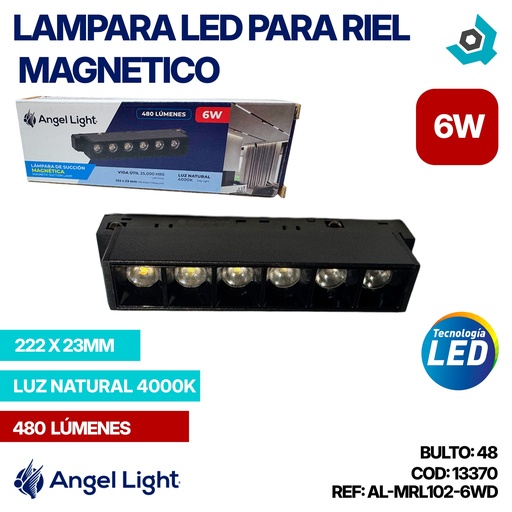 [13370] LAMPARA LED PARA RIEL MAGNETICO 6W 4000K ANGEL LIGHT
